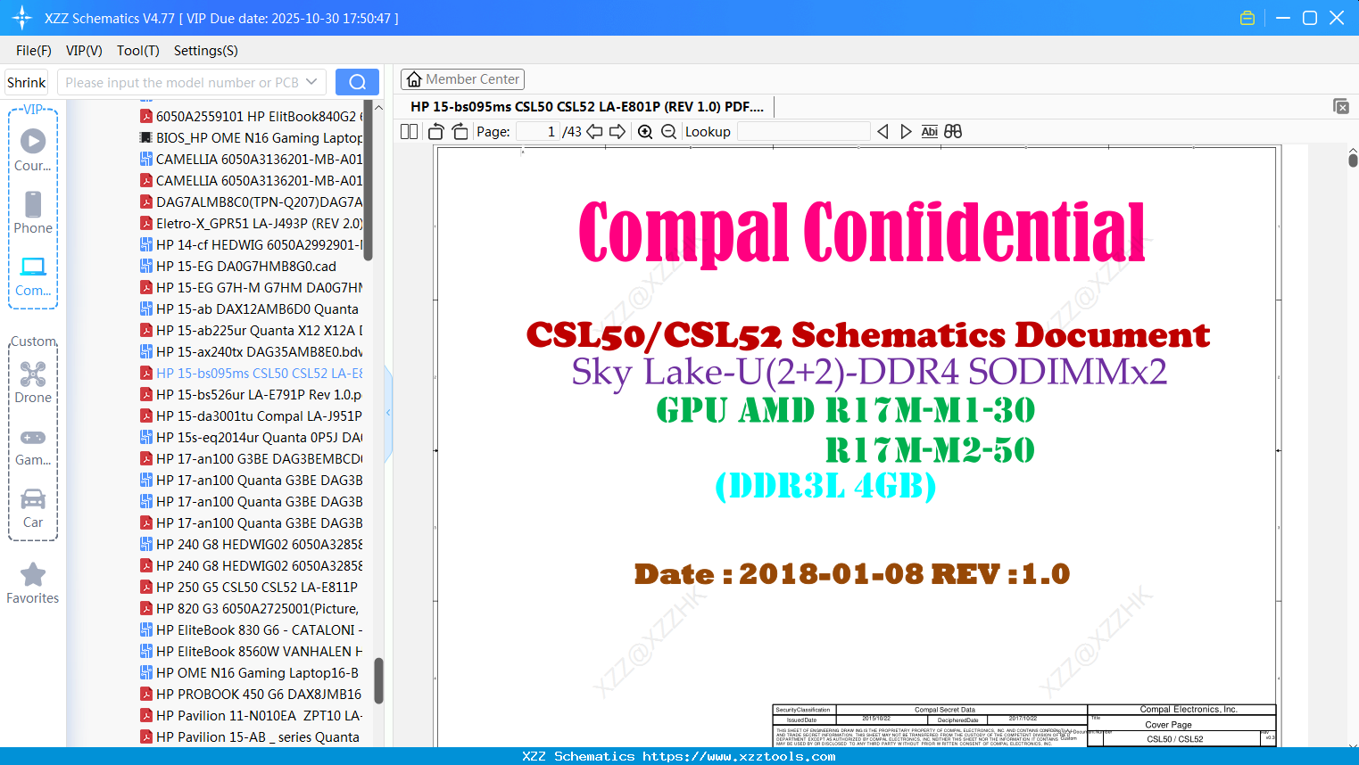 Laptop HP 15-bs095ms CSL50 CSL52 LA-E801P (REV 1.0) PDF